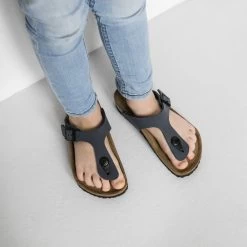 Birkenstock Gizeh Birko-Flor Nubuck Navy -New Shoe Shop 1005128 f closeup b