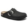 Birkenstock Boston Big Buckle Nubuck Leather Black