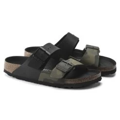 Birkenstock Arizona Split Birko-Flor Black/Desert Soil Camo Green -New Shoe Shop 1021131 pair