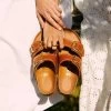 Birkenstock Arizona Big Buckle Embossed Natural Leather Cognac -New Shoe Shop 1023766