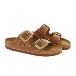 Birkenstock Arizona Big Buckle Embossed Natural Leather Cognac -New Shoe Shop 1023766 6