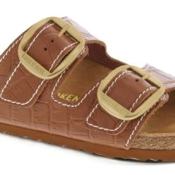 Birkenstock Arizona Big Buckle Embossed Natural Leather Cognac -New Shoe Shop 1023766 detail 1