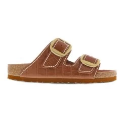 Birkenstock Arizona Big Buckle Embossed Natural Leather Cognac -New Shoe Shop 1023766 side