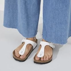 Birkenstock Gizeh Natural Leather Patent -New Shoe Shop 1023897 f closeup f