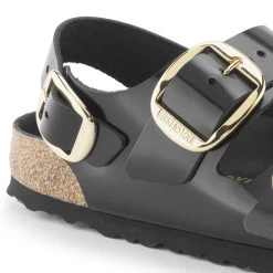 Birkenstock Milano Big Buckle Natural Leather Patent -New Shoe Shop 1024143 detail 1