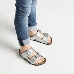 Birkenstock Arizona Birko-Flor Silver -New Shoe Shop 555133 f closeup g